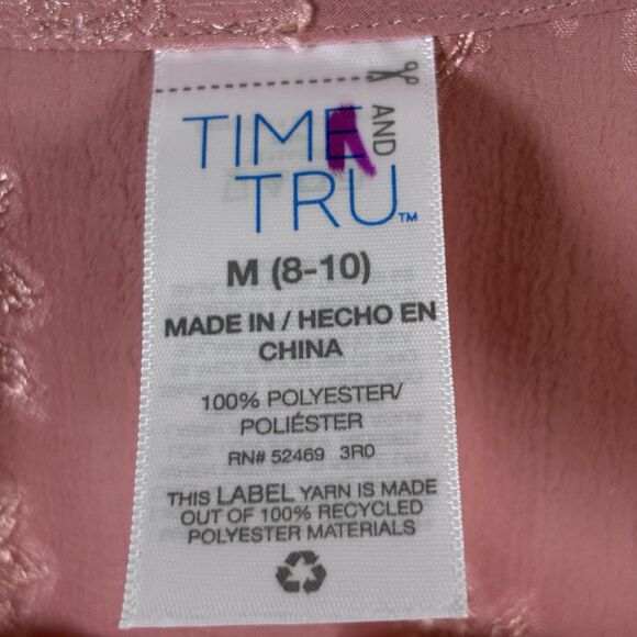 Time & Tru Pink Floral Laced Tie Front Long Lined Duster Kimono Cover Up Sz M - Picture 7 of 8